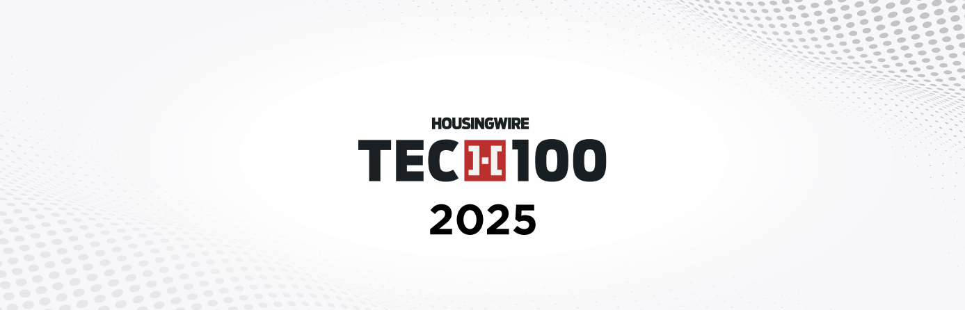 Banner with the HousingWire Tech100 logo dated 2025